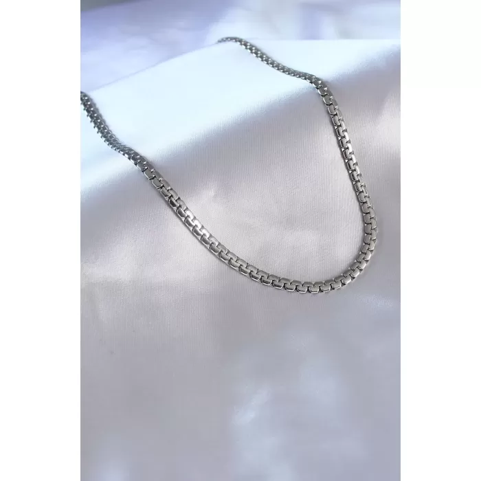 316L Çelik Gümüş Renk Zincir Model Erkek Kolye - BJ-ERK1334