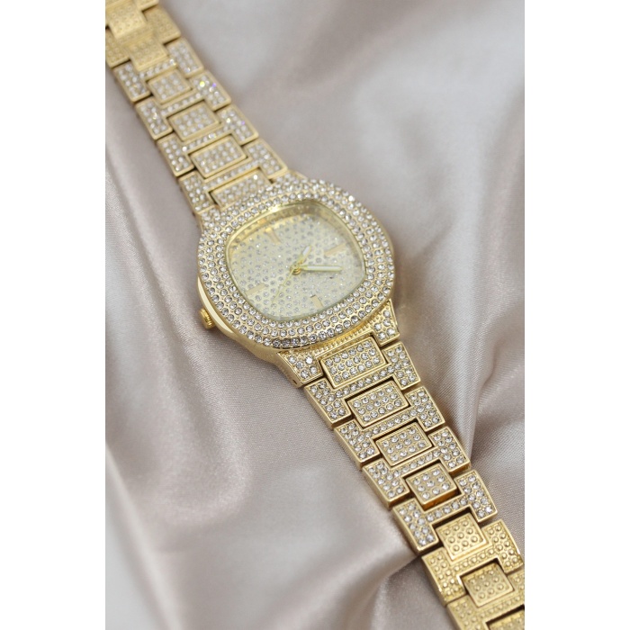 Gold Renk Metal Zirkon Taşlı Kadın Saat - BJ-BS3403