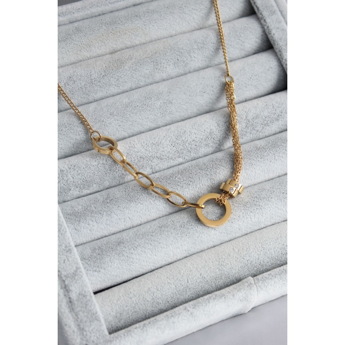 316L Çelik Gold Cartier Detay Kadın Kolye - BJ-BKO7671