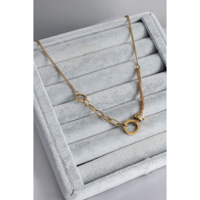 316L Çelik Gold Cartier Detay Kadın Kolye - BJ-BKO7671