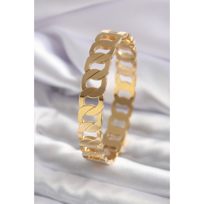 316L Çelik Gold Renk Kalın Zincir Model Kadın Kelepçe - BJ-BB5563