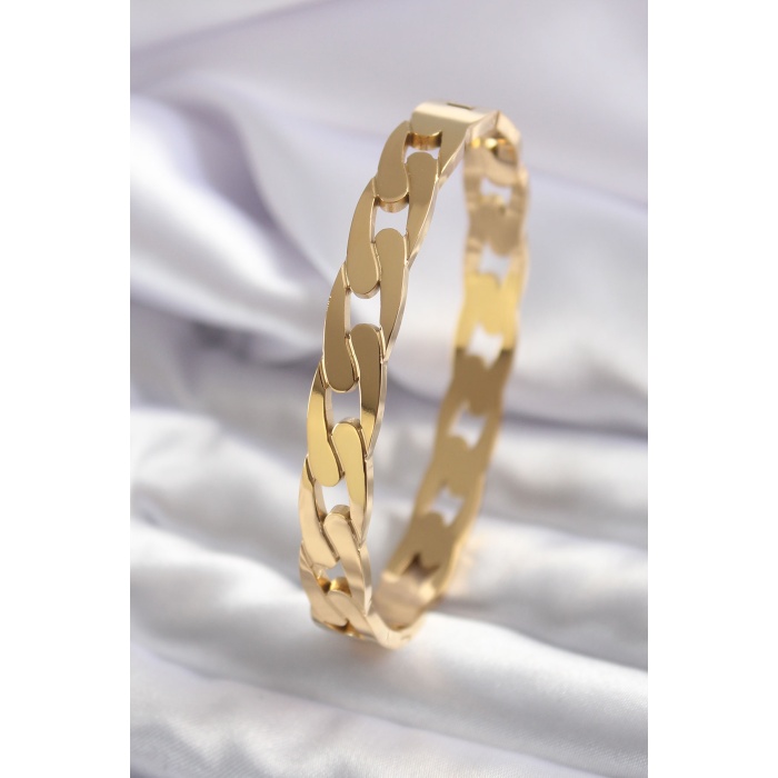 316L Çelik Gold Renk Zincir Model Kadın Kelepçe - BJ-BB5571