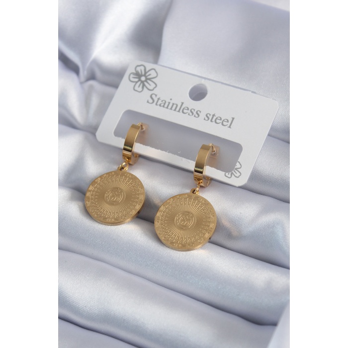 316L Çelik Gold Renk İşleme Detay Kadın Küpe - BJ-BKP7981