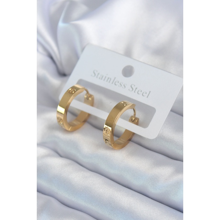 316L Çelik Gold Renk Cartier Model Kadın Küpe - BJ-BKP8031