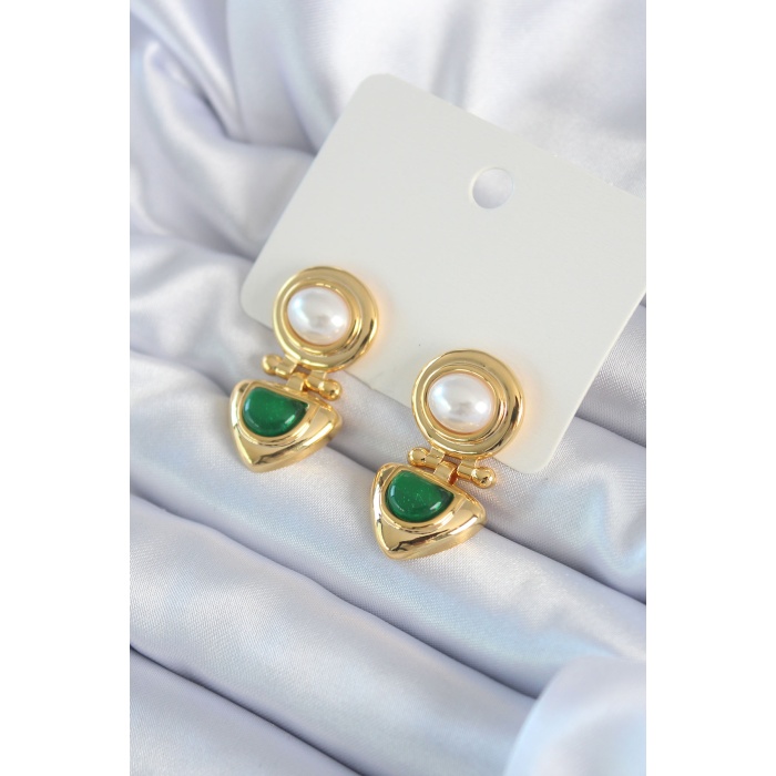 Gold Renk Sallantı Model Pirinç VİP Kadın Küpe - BJ-BKP8050