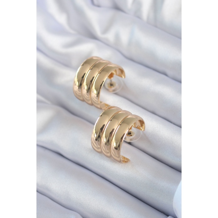 Gold Renk Halka Model Pirinç Kadın Küpe - BJ-BKP8061