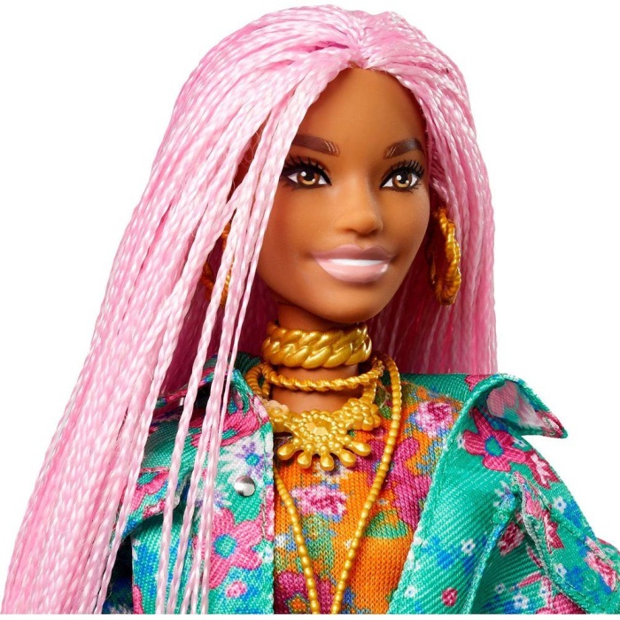 Barbie Extra Pembe Örgü Saçlı Bebek No:10 - GRN27-GXF09