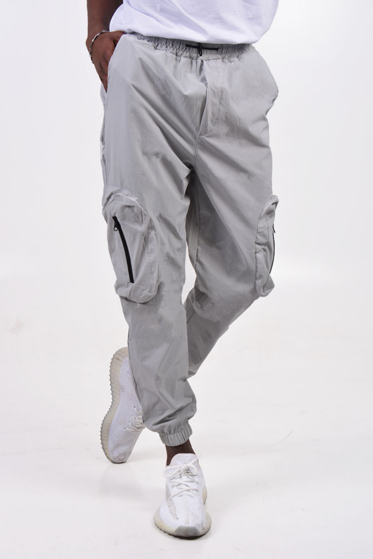 Erkek Gri Jogger Pantolon Oversize - K1332