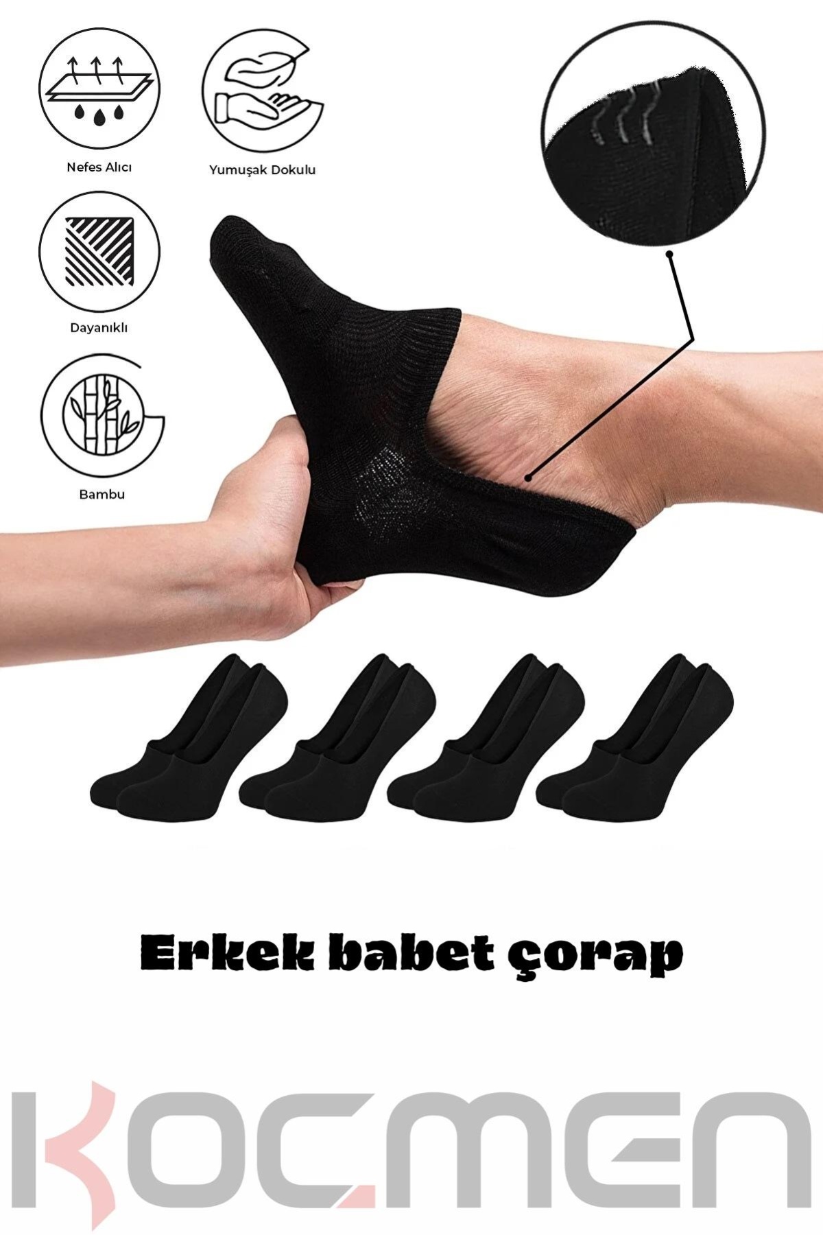 Siyah Erkek Babet Çorap 12 Çift K0058