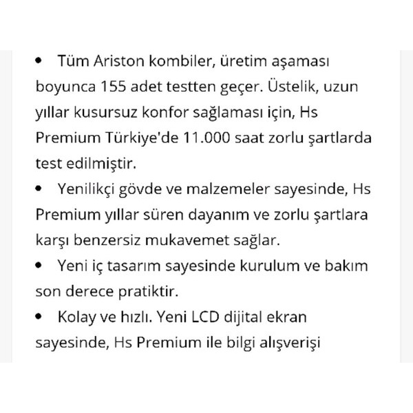 Ariston HS Premium 24 KW ERP Yoğuşmalı Kombİ