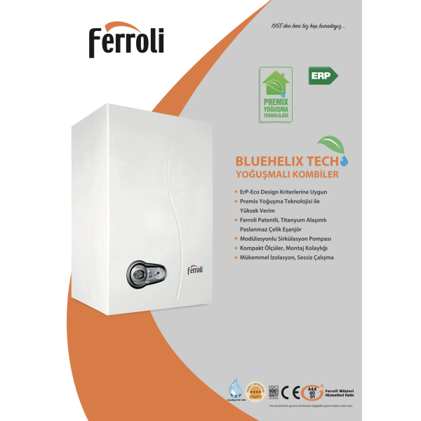 Ferroli Bluehelix Tech 25C 27 Kw ERP Yoğuşmalı Kombi