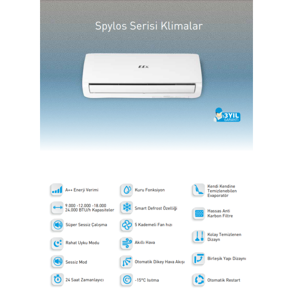 Eca Spylos 24.000 Btu Split İnverter Klima