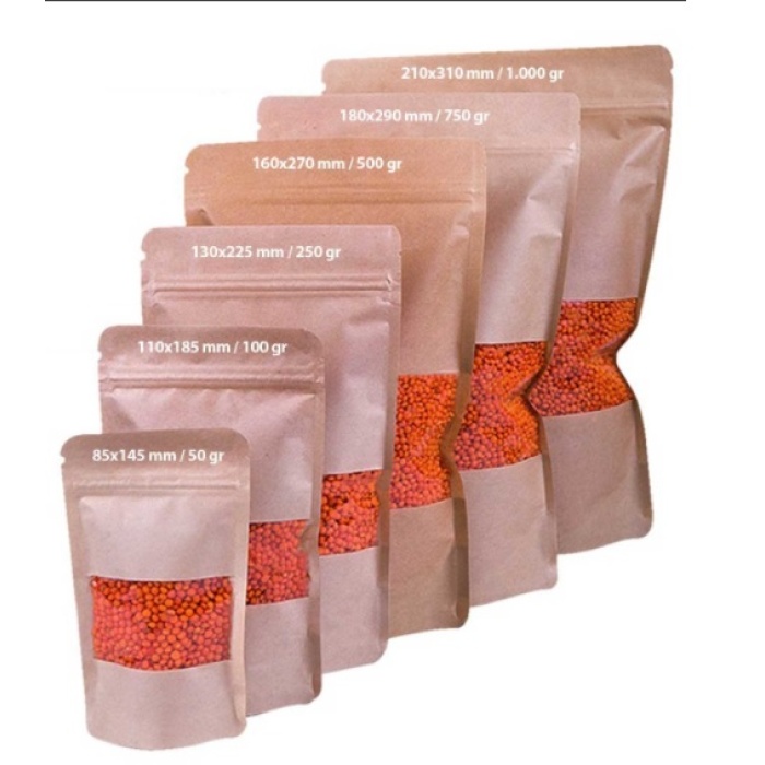 Kraft Pencereli Doypack 250x340x50 mm 500 lü Paket