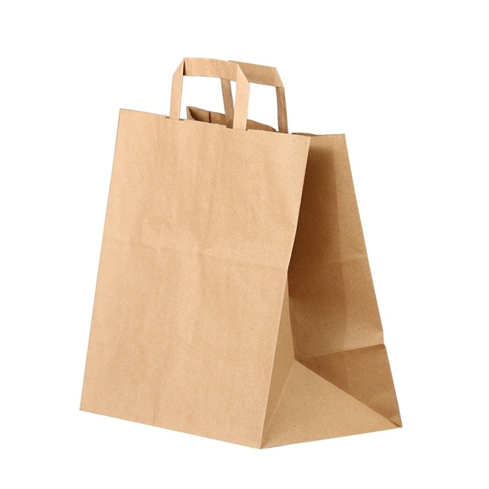 Kraft Kağıt Çanta İçten Saplı 27x29x16 cm 50 Adetli