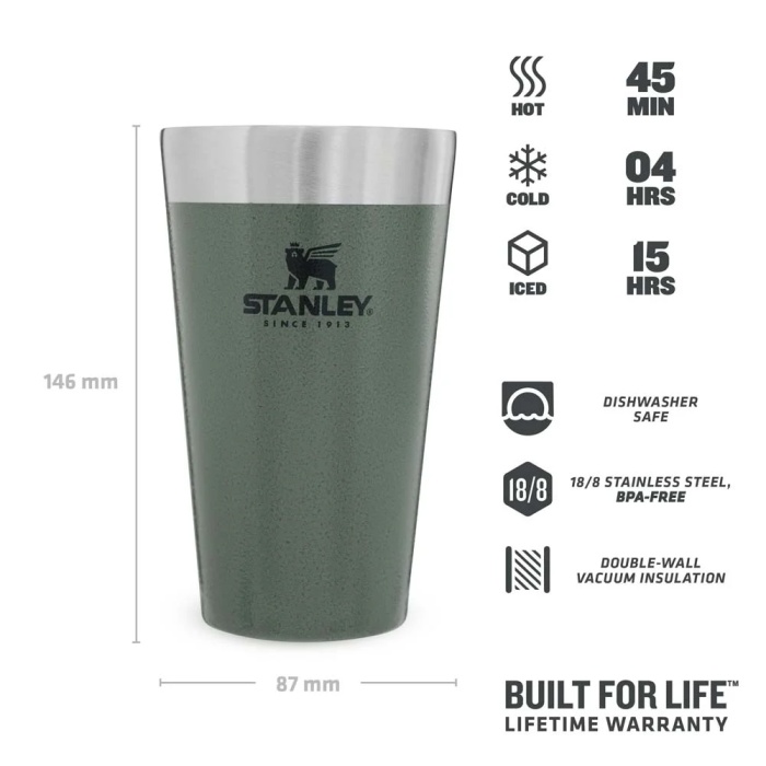 Stanley Termos The Stacking Beer Pint .47L / 16oz Hammertone Green