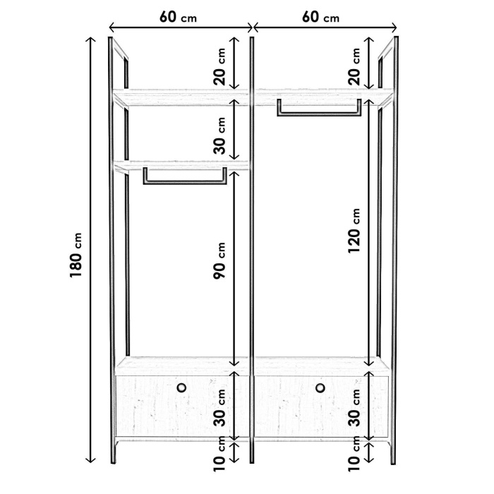 140x180x50 Beykoz Gardırop L638