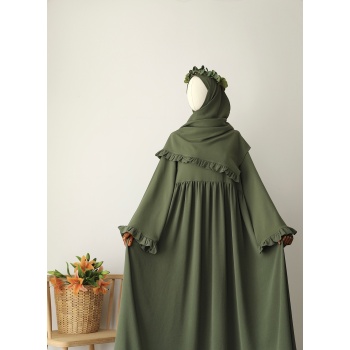 Şallı Ayrobin Elbise Haki