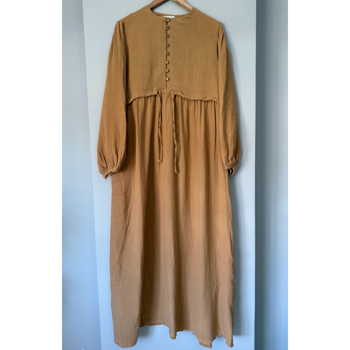 Rana Müslin Elbise Camel