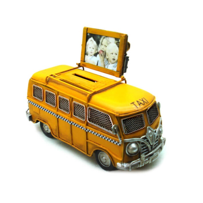 Dekoratif Metal Minibüs Çerçeveli ve Kumbaralı