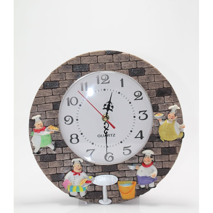 Duvara Asmalı Aşcı Tasarımlı Polyester Saat ALK1539