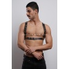 D Halka Detaylı Şık Erkek Göğüs Harness, Erkek Deri T-Shirt Aksesuar - APFTM92