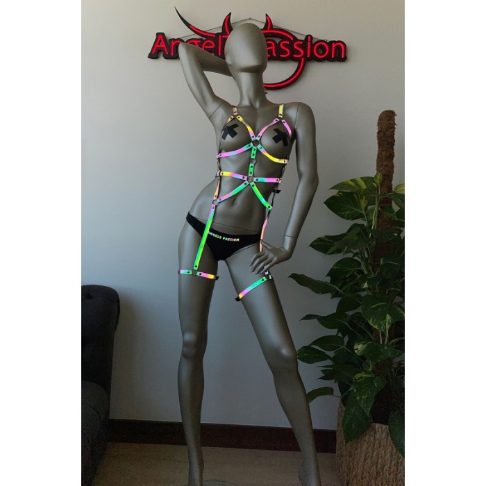 Fantezi Giyim Renkli Reflektörlü Body Harness
