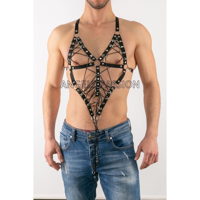 Göğüs Üzeri Lastik Harness - Seksi Erkek Lastik Harness Modelleri - Lastik Gay İç Giyim - APFTM70