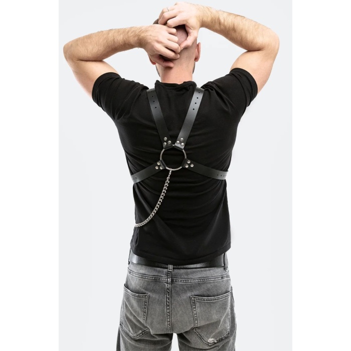 Zincir Detaylı Deri Erkek Göğüs Harness - APFTM95