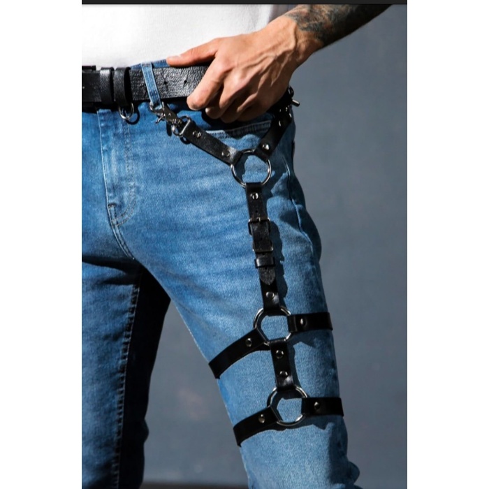 Erkek Bacak Harness, Deri Bacak Aksesuarı, Fantazi Erkek Dış Giyim - APFTM176