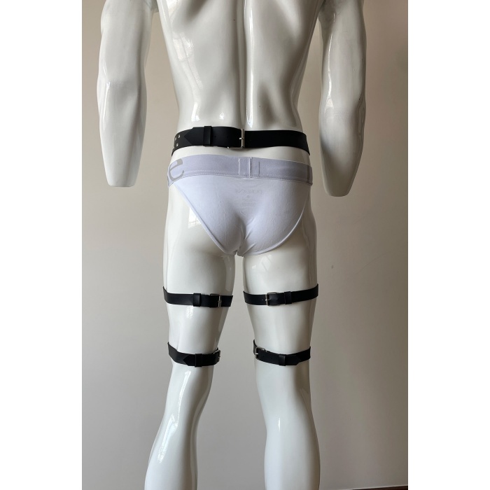 Perçin Detaylı Şık Erkek Bacak Harness, Erkek Fantazi Jartiyer Harness - APFTM193