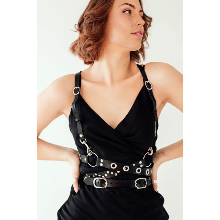 Metal Delik Detaylı Şık Elbise Üzeri Deri Kemer - APFT890