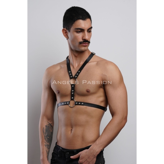 Perçin Detaylı Erkek Göğüs Harness, Erkek Parti Aksesuar - APFTM108