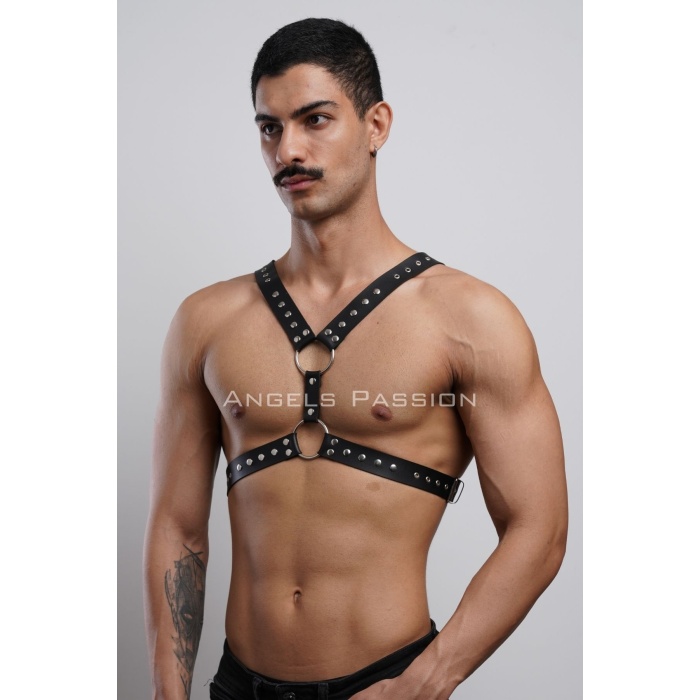 Perçin Detaylı Erkek Göğüs Harness, Erkek Parti Giyim - APFTM179