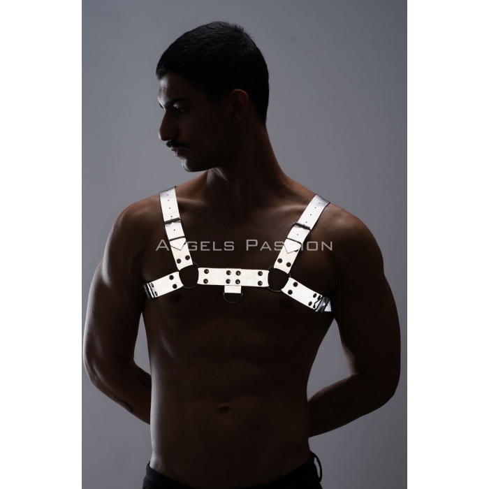 Karanlıkta Parlayan - Reflektörlü Erkek Göğüs Harness, Erkek Partywear - APFTM149