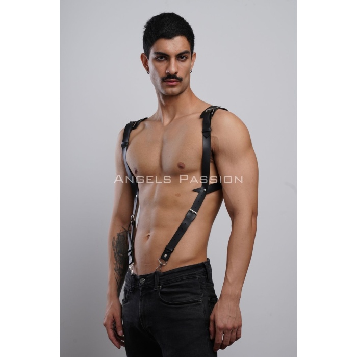 Gömlek Üzeri Erkek Harness Aksesuar, Omuz Detaylı Deri Harness - APFTM135