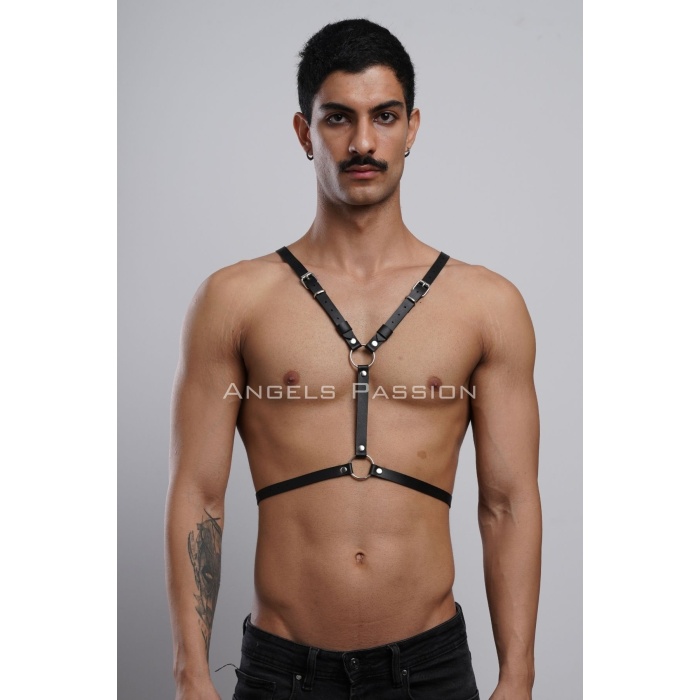 Kanatlı Erkek Harness, Erkek Göğüs Harness ve Kanat Detay, Deri Kanatlı Harness - APFTM150