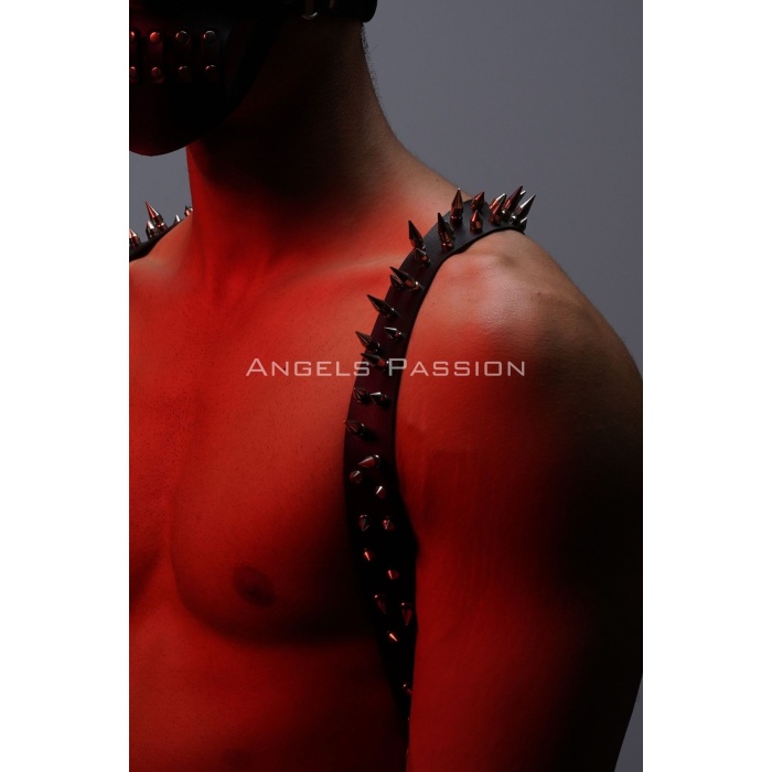 Çivi Detaylı ve Maskeli Erkek Harness Takım, Erkek Clubwear, Erkek Göğüs Harness - APFTM204