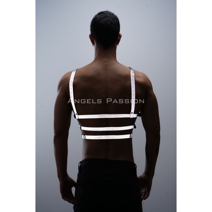 Karanlıkta Parlayan - Reflektörlü Erkek Göğüs Harness, T-Shirt Üzeri Harness - APFTM38