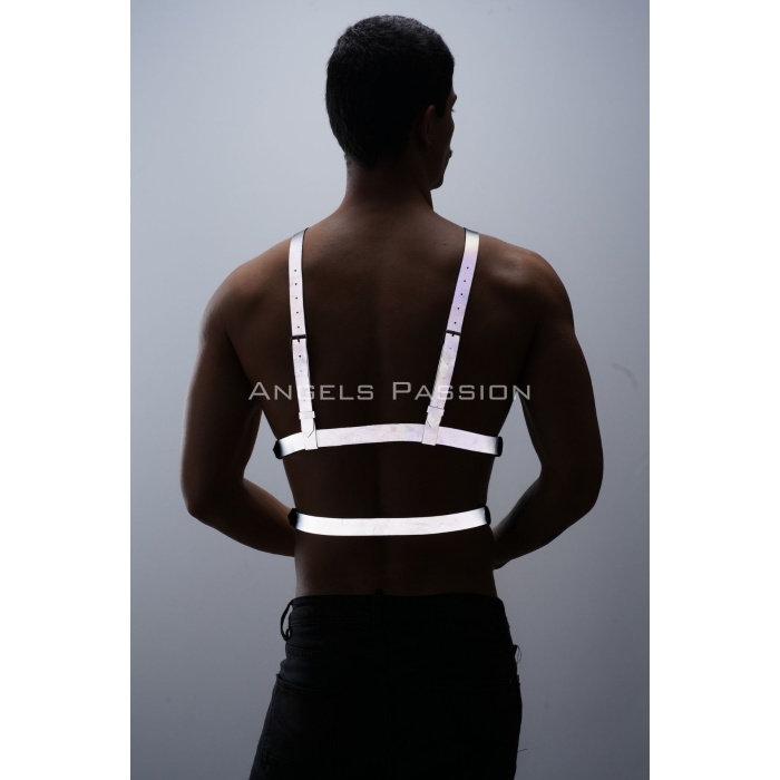 Reflektörlü (Karanlıkta Parlayan) Göğüs Harness, Clubwear, Tarz Erkek Vücut Aksesuar - APFTM40