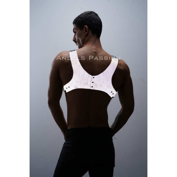 Karanlıkta Parlayan - Reflektörlü Pantolon Askısı, Erkek Göğüs Harness - Reflektörlü Clubwear - APFTM135