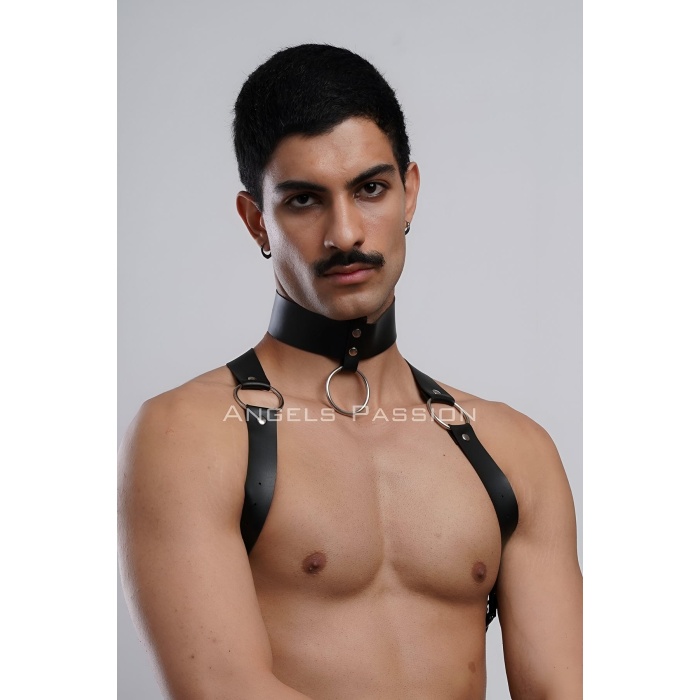 Tasmalı Seksi Deri Erkek Harness - APFTM35