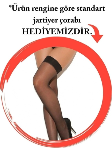 Kırmızı Özel Bölgesi Açık Dantelli Jartiyerli Gecelik TM1269