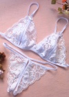 Beyaz Dantelli Fantazi Sütyen ve G-String Takımı TM2090