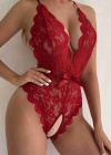 Özel Bölgesi Açık Dantelli Kırmızı Fantazi Babydoll TM1278