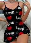 Love Desenli Saten Gecelik