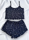 Yıldız Desenli Lacivert Şortlu Pijama Takımı