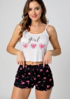 Kalp Desenli Askılı Şortlu Pijama Takımı