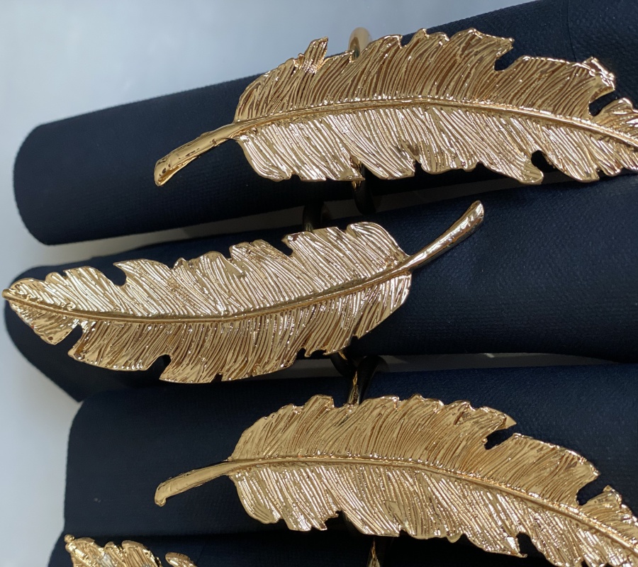 FEATHER DECOR 4PCS NAPKIN RING