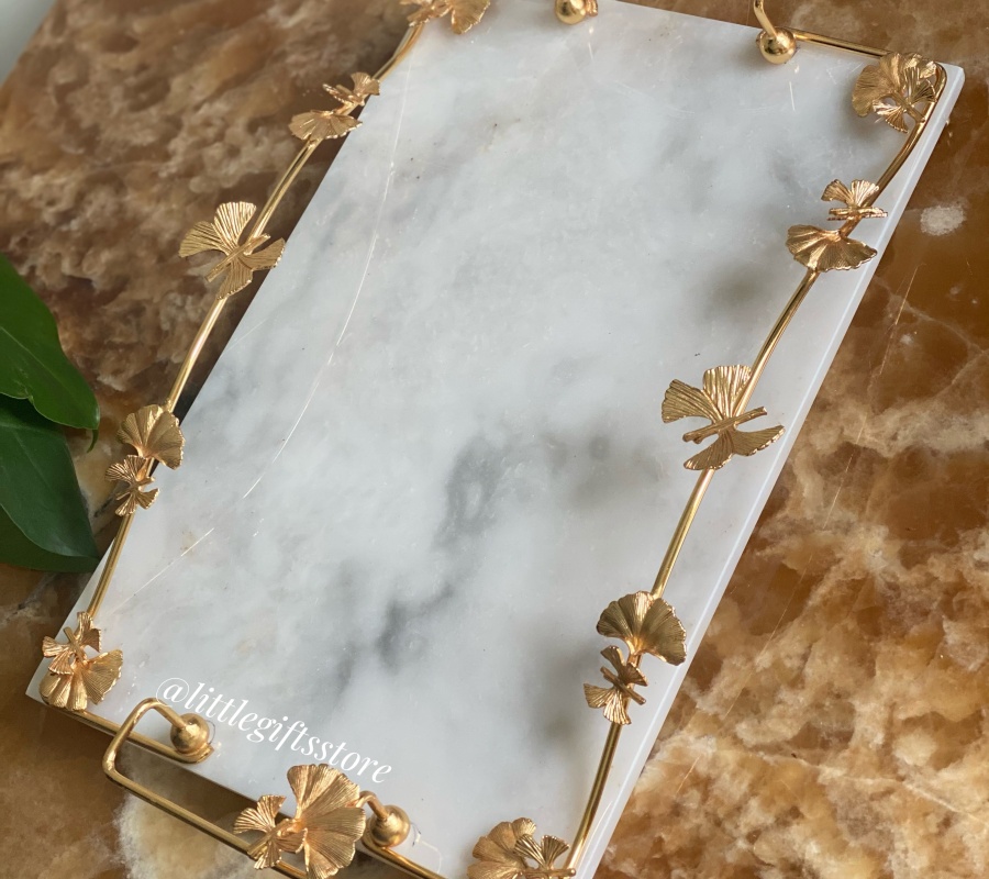 BUTTERFLY DECOR MARBLE TRAY
