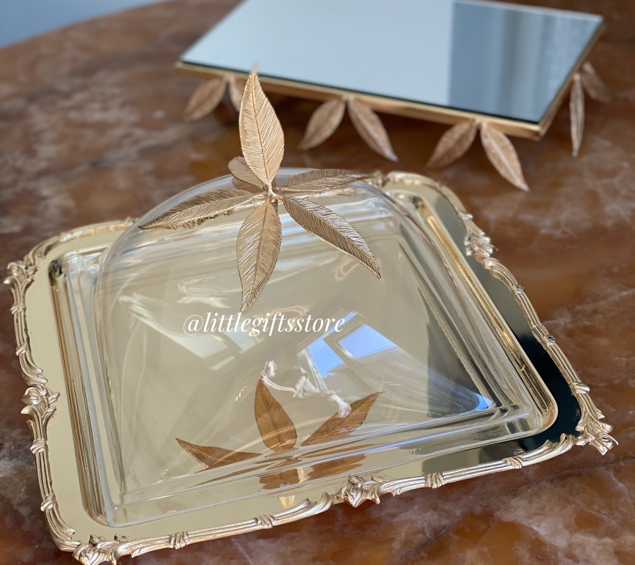 LEAF DECOR SQUARE CAKE STAND 30CM X 30CM